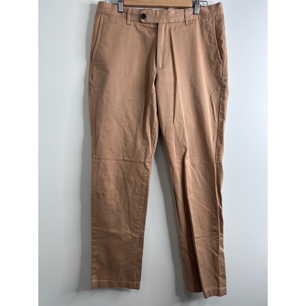 Spier & Mackay Mens Tan Contemporary Fit Cotton Twill Chino Pants Sz 34 Handmde